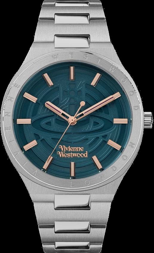Garde-temps Vivienne Westwood VV257TLSL avec cadran bleu soleil et aiguilles dauphine polies