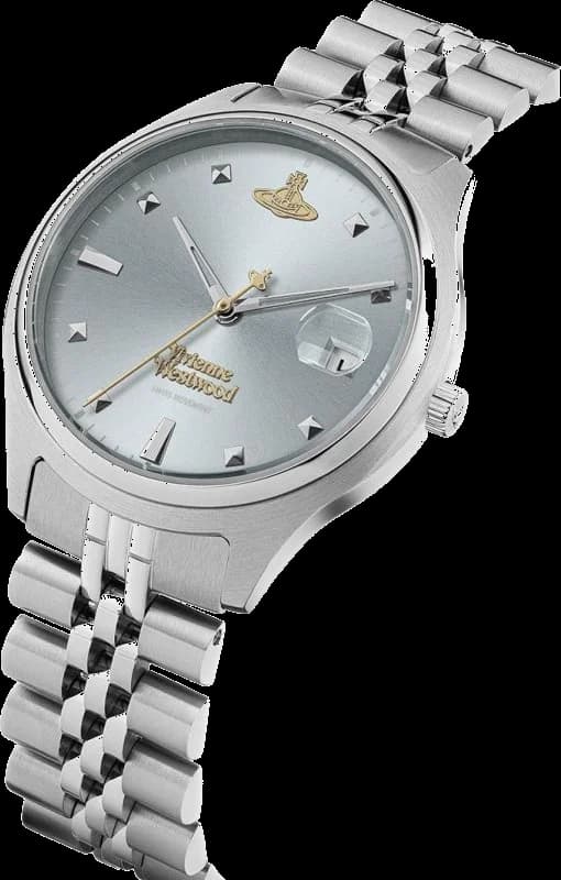 Attache bracelet Vivienne Westwood VV261LBLSL maillons acier inoxydable, boucle déployante, finition polie, ajustable