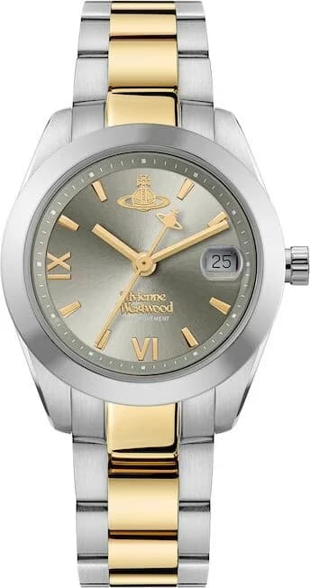 Montre Femme Vivienne Westwood VV292GYSG Fenchurch - Cadran Gris Soleillé, Bracelet Acier Bicolore Argent/Or