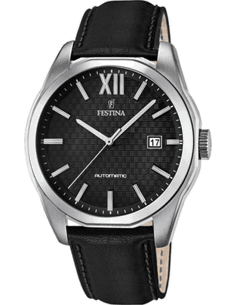 Montre Homme Festina F16885/4 Automatique, Boîtier Cuir et Cadran Noir