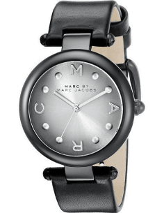 Montre Femme Marc Jacobs Dotty MJ1410 Cadran Gris Bracelet Cuir Noir