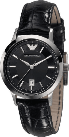 Montre Femme Emporio Armani AR2412 Bracelet en cuir verni noir