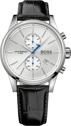 Montre Homme Hugo Boss 1513282 Cadran Argenté Bracelet Cuir Noir