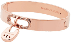 Bracelet Michael Kors MKJ4612791 en acier or rose pour femme, avec breloque cadenas et strass