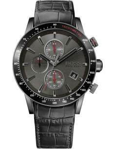 Montre Homme Hugo Boss 1513445 Chronographe Sport Cadran Noir Bracelet Cuir Crocodile