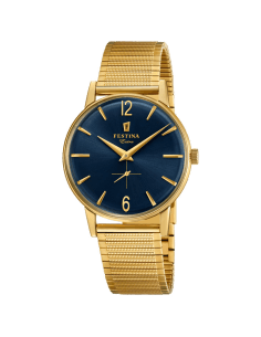 Montre Homme Festina F20251/4 Extra - Boîtier Or et Bracelet Maille Milanaise Bleu