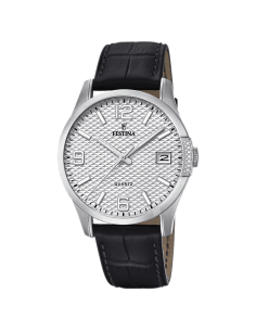 Montre Homme Festina Retro F16982/1 - Cadran Noir, Boîtier Acier, Bracelet Cuir