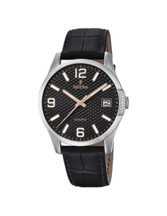 Montre Homme Festina Retro F16982/3 Cadran Noir Bracelet Cuir