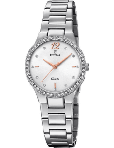 Montre Festina F20240/1 Mademoiselle Acier Argent Cadran Blanc Cristaux - Pour Femme