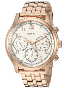 Montre Guess W1018L3 Taylor pour Femme, Cadran Blanc, Boîtier et Bracelet Acier Or Rose, Cristaux