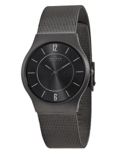 Montre Homme Skagen Slimline 233LTTM - Boîtier et Bracelet Titane Noir - Maille Milanaise