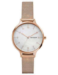 Montre Femme Skagen Anita SKW2633 - Boîtier Or Rose, Cadran Nacre Bleu, Bracelet Acier