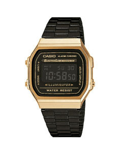 Montre Casio Vintage A168WEGB-1BEF Noire et Or, Bracelet Acier, Unisexe