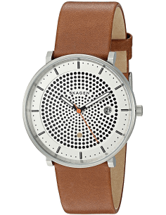 Montre Homme Skagen Hald SKW6277 Cadran Blanc Bracelet Cuir Marron