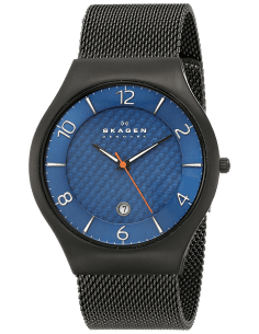 Montre Homme Skagen SKW6147 - Boîtier Acier Noir, Cadran Bleu, Maille Milanaise