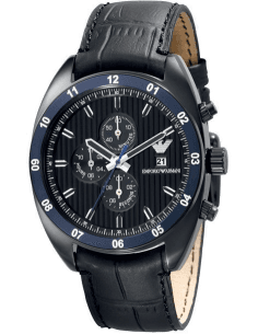 Montre Homme Emporio Armani AR5916 Chronographe Boîtier Bicolore Cadran Noir Rayé