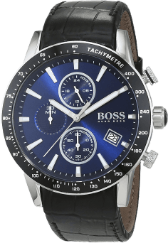 Montre Homme Hugo Boss 1513391 Chronographe Cuir Cadran Bleu Profond