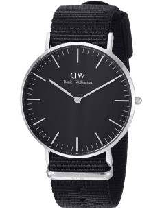 Montre Femme Daniel Wellington DW00100151 - Cadran Blanc et Bracelet NATO Noir