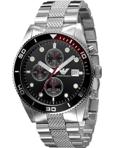 Montre Homme Emporio Armani AR5855 Sportivo Chronographe Acier Argenté Cadran Noir