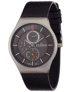 Montre Homme Skagen 806XLTLM Chronographe Cadran Noir Bracelet Cuir Noir