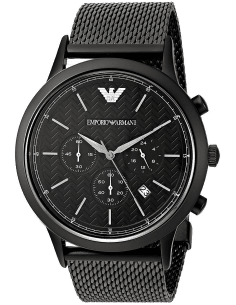 Montre Homme Emporio Armani AR2498 Chronographe - Cadran Noir & Maille Milanaise