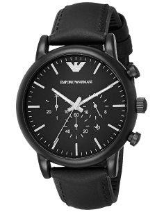 Montre Homme Emporio Armani AR1970 - Cadran et Boîtier Noir, Bracelet Cuir
