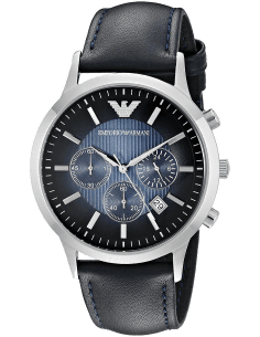 Montre Homme Emporio Armani Classic AR2473 bracelet perforé cuir bleu