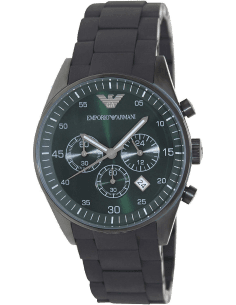 Montre Homme Emporio Armani Sportivo AR5922 Cadran Vert Bracelet Silicone Noir