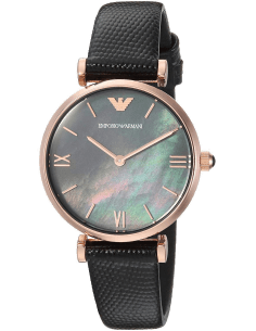 Montre Femme Emporio Armani AR11060 Gianni T-Bar Cadran Nacre et Cuir Cuir Or Rose