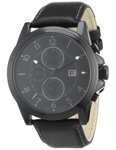 Montre Homme Tommy Hilfiger 1710295 - Cadran et Boîtier Noir, Bracelet Cuir