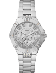 Montre Guess Vista W11624L1 pour Femme, Boîtier et Bracelet Aluminium Argenté avec Strass