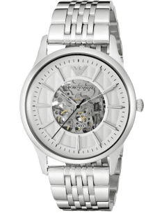 Montre Homme Emporio Armani AR1945 Meccanico Cadran Squelette Acier Argent