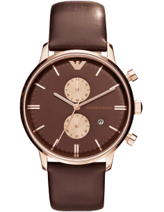 Montre Homme Emporio Armani AR0387 - Cadran et Bracelet Marron - Chronographe Quartz