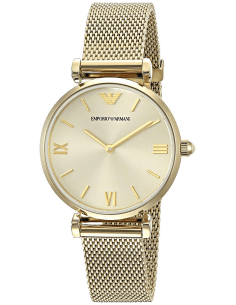 Montre Femme Emporio Armani AR1957 Cadran Argent Bracelet Maille Milanaise Doré