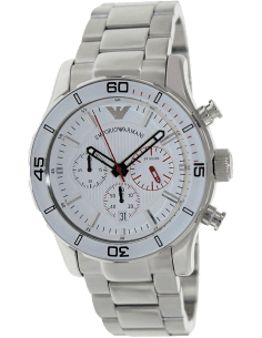 Montre Homme Emporio Armani Sportivo AR5932 en Acier Argenté à Cadran Blanc