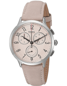 Montre Femme Fossil Abilene CH3088 Chronographe Cadran Fuchsia Bracelet Cuir Rose