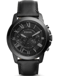 Montre Fossil FS5132 Chronographe Gant bracelet en cuir noir