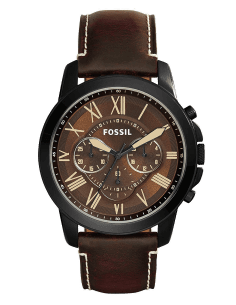 Montre Fossil FS5088 Marron avec Bracelet en Cuir et Boîtier Acier