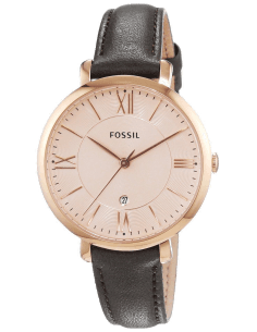 Montre Femme Fossil Jacqueline ES3707 Cadran Or Rose Bracelet Cuir Marron