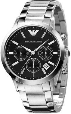 Chronographe Emporio Armani AR2435 pour Femme, Boîtier et Bracelet Acier Argenté