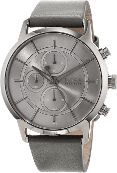 Montre Homme Hugo Boss Architectural 1513570 Chronographe Cuir Brossé Cadran et Bracelet Gris Anthracite