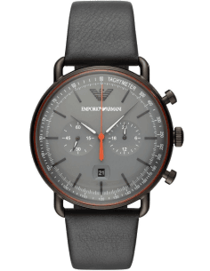 Chronographe Emporio Armani AR11168 Homme - Cadran et Bracelet Cuir Gris