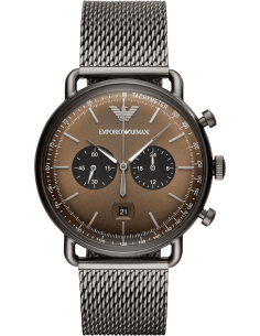Chronographe Emporio Armani AR11141 Homme en Acier Gris à Maille Milanaise