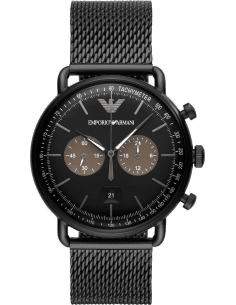 Montre Homme Emporio Armani AR11142 Chronographe Acier Noir Maille Milanaise