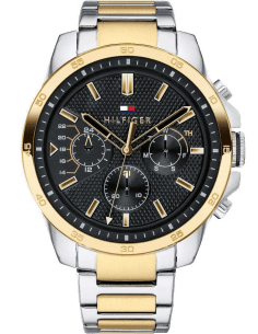 Montre Homme Tommy Hilfiger 1791559 Decker - Cadran Bleu, Bracelet Acier Bicolore Argent/Or