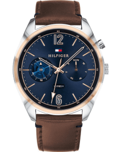 Montre Homme Tommy Hilfiger Deacon 1791549 - Cadran Bleu, Bracelet Cuir Marron