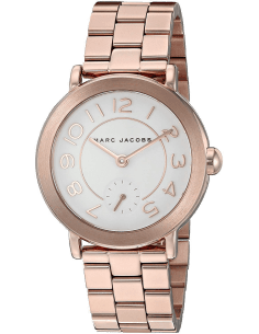 Montre Femme Marc Jacobs MJ3471 Riley - Cadran Blanc, Boîtier et Bracelet Acier Or Rose