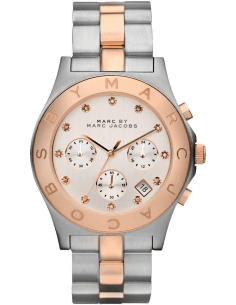 Montre Femme Marc Jacobs MBM3178 Acier Bicolore Argent & Doré Rose, Index Pierres