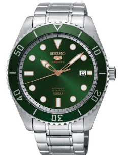 Montre Seiko 5 Sports SRPB93K1 Automatique Homme, Cadran Vert Forêt, Acier Inoxydable