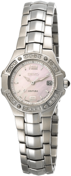 Seiko Coutura SXD691P1 - Montre Femme Acier Argent avec Diamants et Verre Saphir